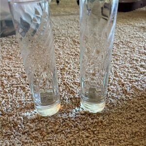 Two Elegant Clear Glass Vases